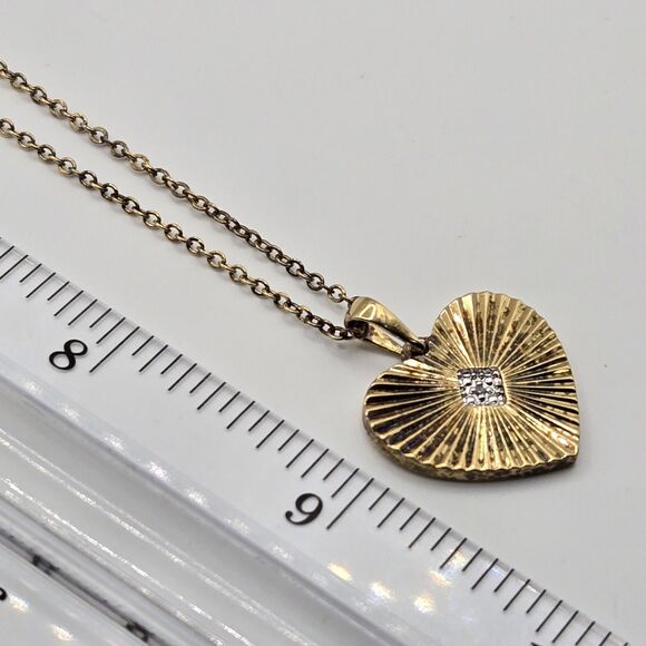 Danbury Mint Love Always Diamond Pendant Necklace 14kt Gold Plated Engraved 17" - Picture 8 of 10